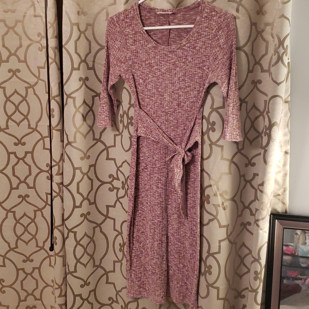 Ribbed Heathered Pink Everly Dress